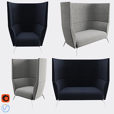 Oat Highback Sofas: 1-Seater & 2-Seater 3D model image 1 