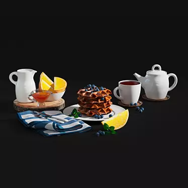 Decorative Tea Waffles Set 3D model image 1 