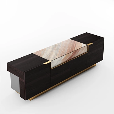 Bronson Wood Sideboard: Stunning Design with Marble Top 3D model image 1 