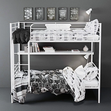 IvEA Svarta Bunk Bed: Modern Design for Space-Saving 3D model image 1 