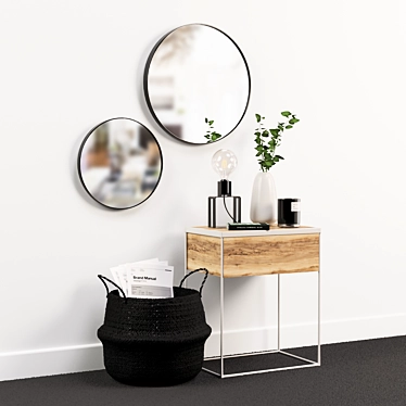 Elegant Mirror Set with Curbstone 3D model image 1 