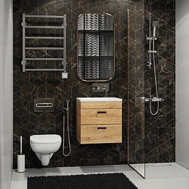 7-Piece Bathroom Set with Roca Debba Toilet & Cezares Fixtures 3D model image 1 