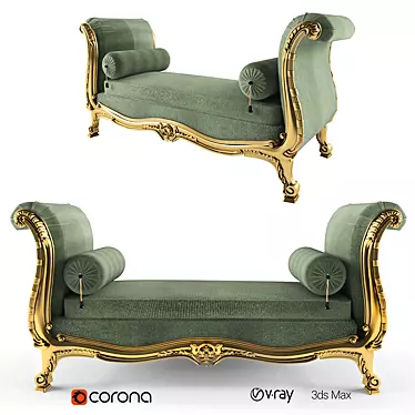 Classic Golden Wood Sofa 3D model image 1 