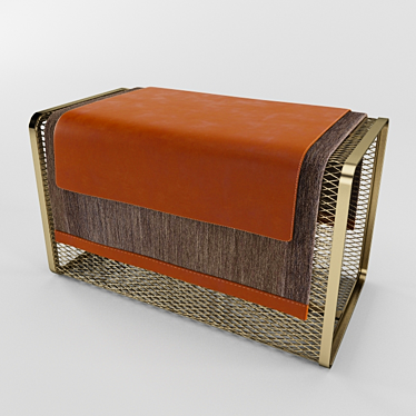 Golden Mesh Bench: Modern Elegance 3D model image 1 