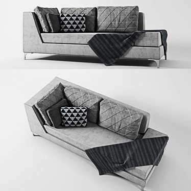 Sleek Modern 3-Seater Sofa 3D model image 1 