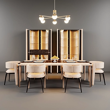 Eclipse Italian Dining Set by Turri 3D model image 1 