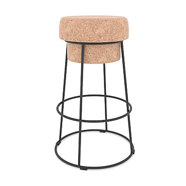 Cork Seat Steel Frame Stool 3D model image 1 