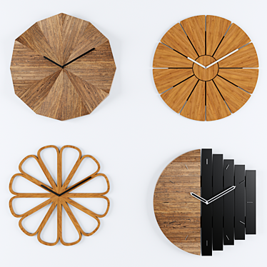  Rustic Wooden Wall Clock 3D model image 1 