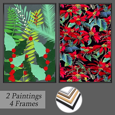Modern Framed Wall Paintings Set 3D model image 1 