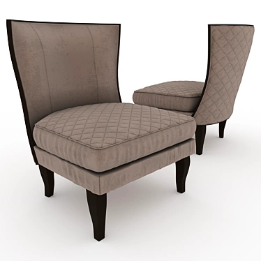 Luxury Quilted Italian Walnut Wing Chair 3D model image 1 