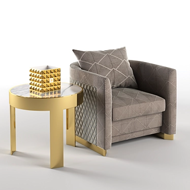 Elegant Infinity Occasional Chair & Stylish Metal End Table Set 3D model image 1 