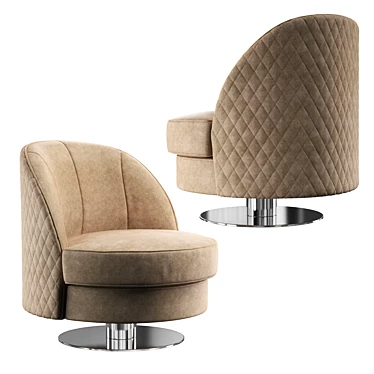 Glamorous Charlotte Swivel Armchair 3D model image 1 