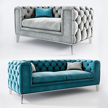 Boheme Velvet Armchair + Sofas | Prianera 3D model image 1 