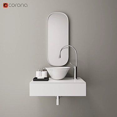 Goccia Washbasin Set: Stylish, Ceramic & White 3D model image 1 
