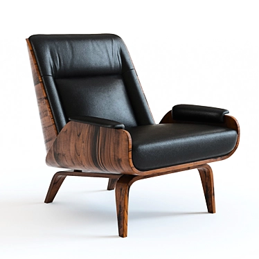 West Elm Paulo Bent Ply Leather Chair: High-Detailed 3D Model 3D model image 1 