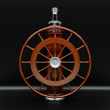 Vintage Nautical Ship Steering Wheel 3D model image 1 