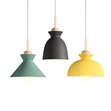 Scandinavian Style Wood Clip Lamps 3D model image 1 