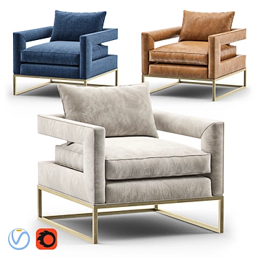 Bevin Velvet Accent Chair: Elegant and Luxurious 3D model image 1 