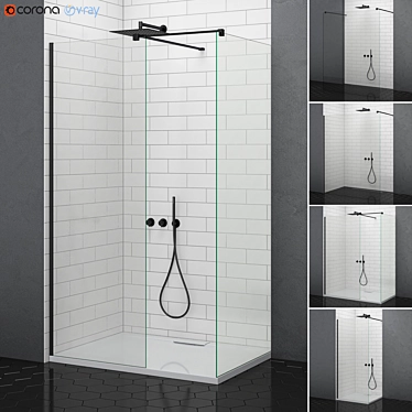 Luxury Black Modo New Shower Collection 3D model image 1 