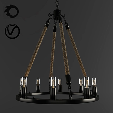 Rope-Wrapped Pendant Lamp 3D model image 1 
