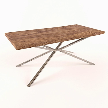 Rustic Slab Table with Metal Legs 3D model image 1 