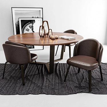 Elegant Dining Set: Table (1800mm x 900mm), Chair (800mm x 800mm x 900mm) 3D model image 1 