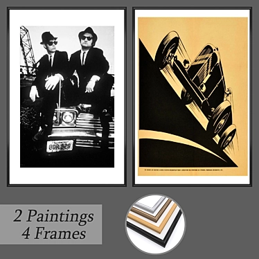 Wall Art Set: No. 627 - 2 Paintings, 4 Frame Options 3D model image 1 