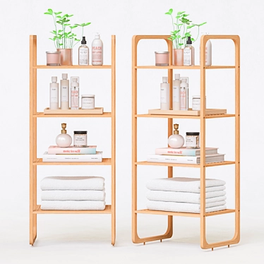 Bamboo Bathroom Shelving for Modern Organization 3D model image 1 