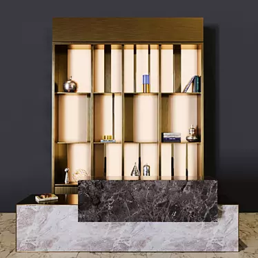 Sleek Reception Counter and Showcase 3D model image 1 