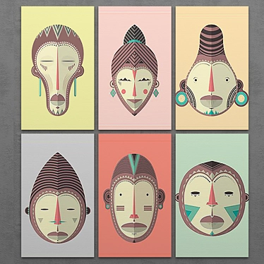 Authentic African Mask: 6 Unique Frames 3D model image 1 