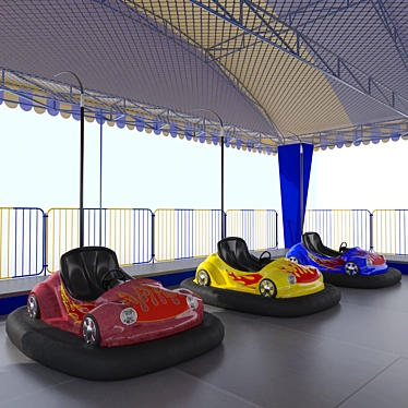 Bumper Cars Park Ride - Electric Vehicles with Inflatable Bumpers 3D model image 1 