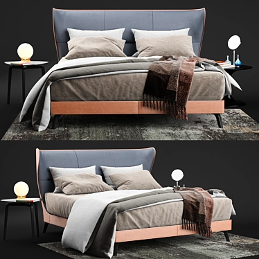 Poltrona Frau Mamy Blue Leather Bed 3D model image 1 