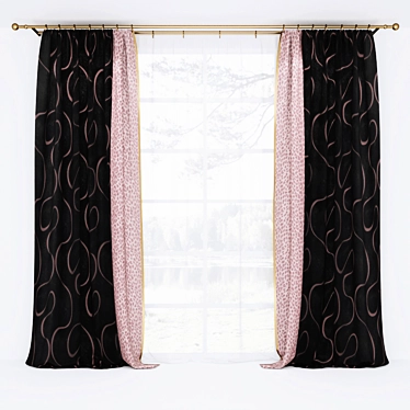 Modern Window Curtains - 270x245x25 cm 3D model image 1 