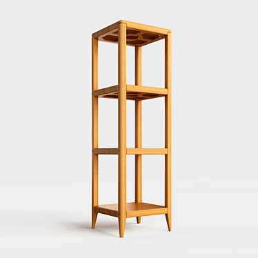 Module M1340-4 Oak Shelf 3D model image 1 