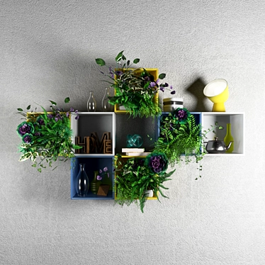 Multi-Purpose Wall Organizer with Plants 3D model image 1 