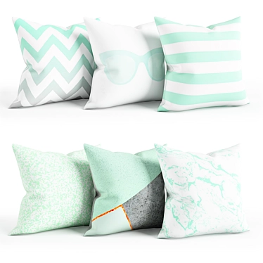 Mint Bliss Pillow Set 3D model image 1 