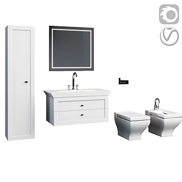 Stylish LA BELLE Set: Bidet, Toilet, Cabinet - Villeroy and Boch 3D model image 1 