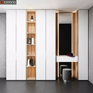 Modern Glass Hall Wardrobe 3D model image 1 