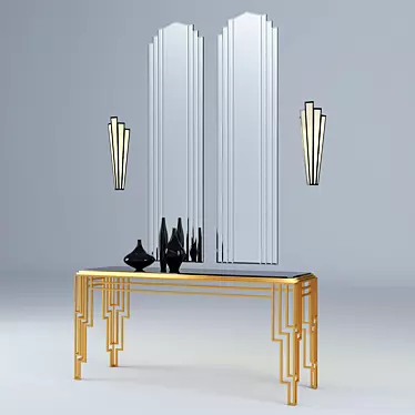 Elegant Art Deco Console Set 3D model image 1 