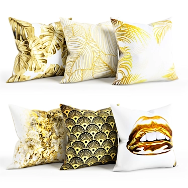 Luxurious Gold Pillow Set 3D model image 1 