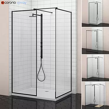 Modo New Black Frame Shower: Industrial Elegance 3D model image 1 