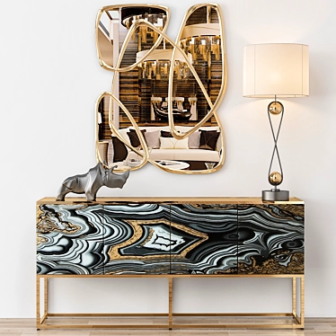 Elegant Agate Console Table 3D model image 1 