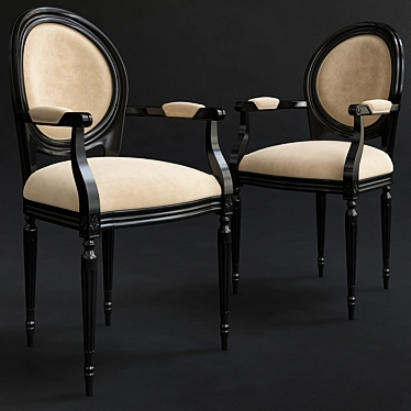 Elegant Round Back Dining Chairs 3D model image 1 