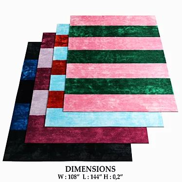 Pavilion Rugs: Pink, Blue, Purple, Black 3D model image 1 