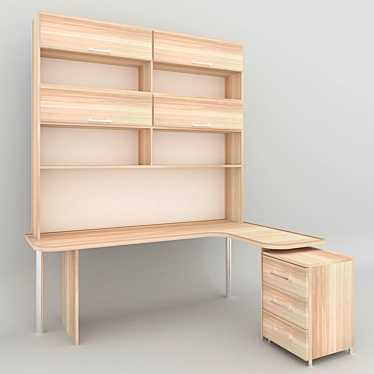 Modern Work Table with Cabinet 3D model image 1 