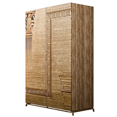 Rustic Wood Wardrobe: Elegant and Functional 3D model image 1 