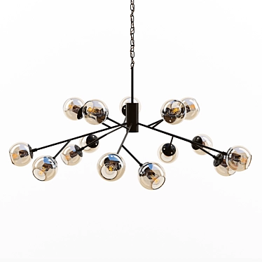 Elegant Amber Glass Chandelier 3D model image 1 