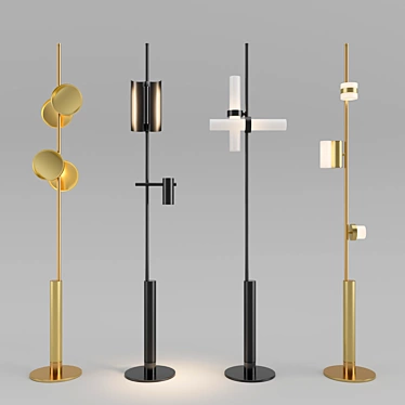 Sleek Typographic Cilon Floor Lamp 3D model image 1 