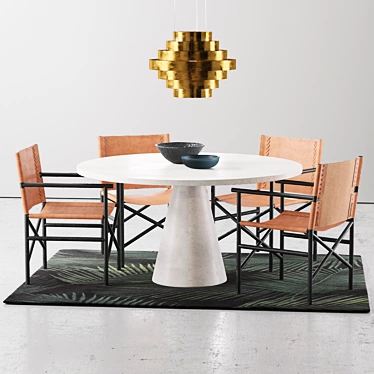 Stylish Loft Leather Dining Set 3D model image 1 