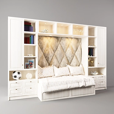 Compact Niche Bed with Shelves 3D model image 1 